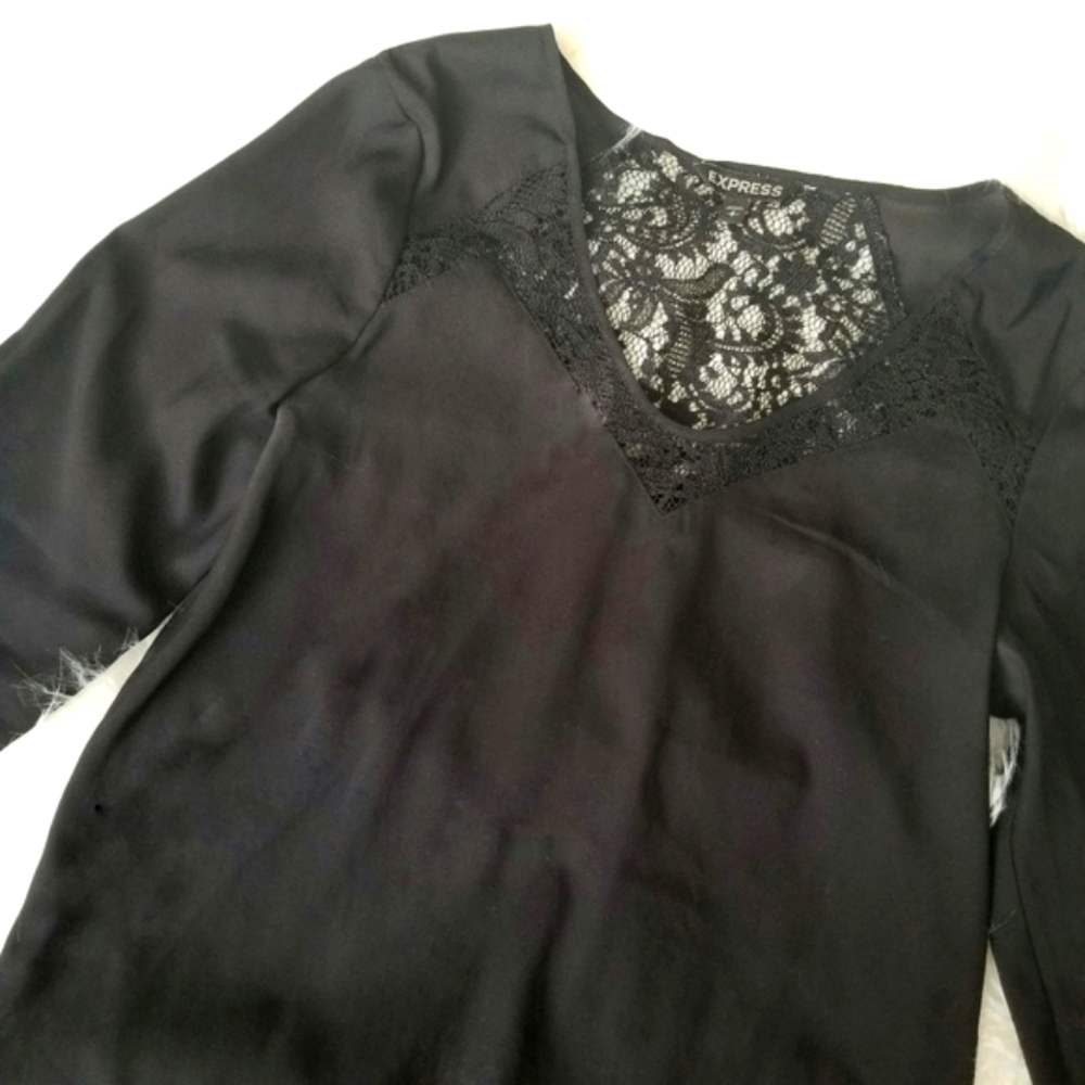 Express Black Lace Back Blouse
